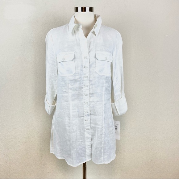 Allison Taylor Tops - Allison Taylor Button Down Linen Quarter/Long Sleeve Shirt
